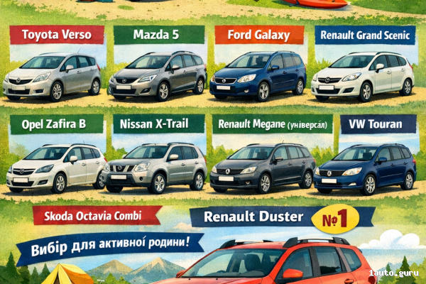 ТОП-10 сімейних авто до $10 000 для України