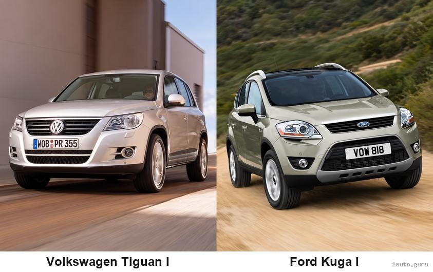 Volkswagen Tiguan I та Ford Kuga I: повні кузови спереду у три чверті